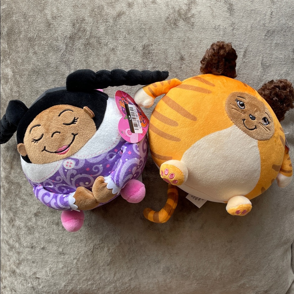 SET OF 2•FRESH CUDDLES• Puffball Angel & Purrfect Kitty >> NWT plush buddies
